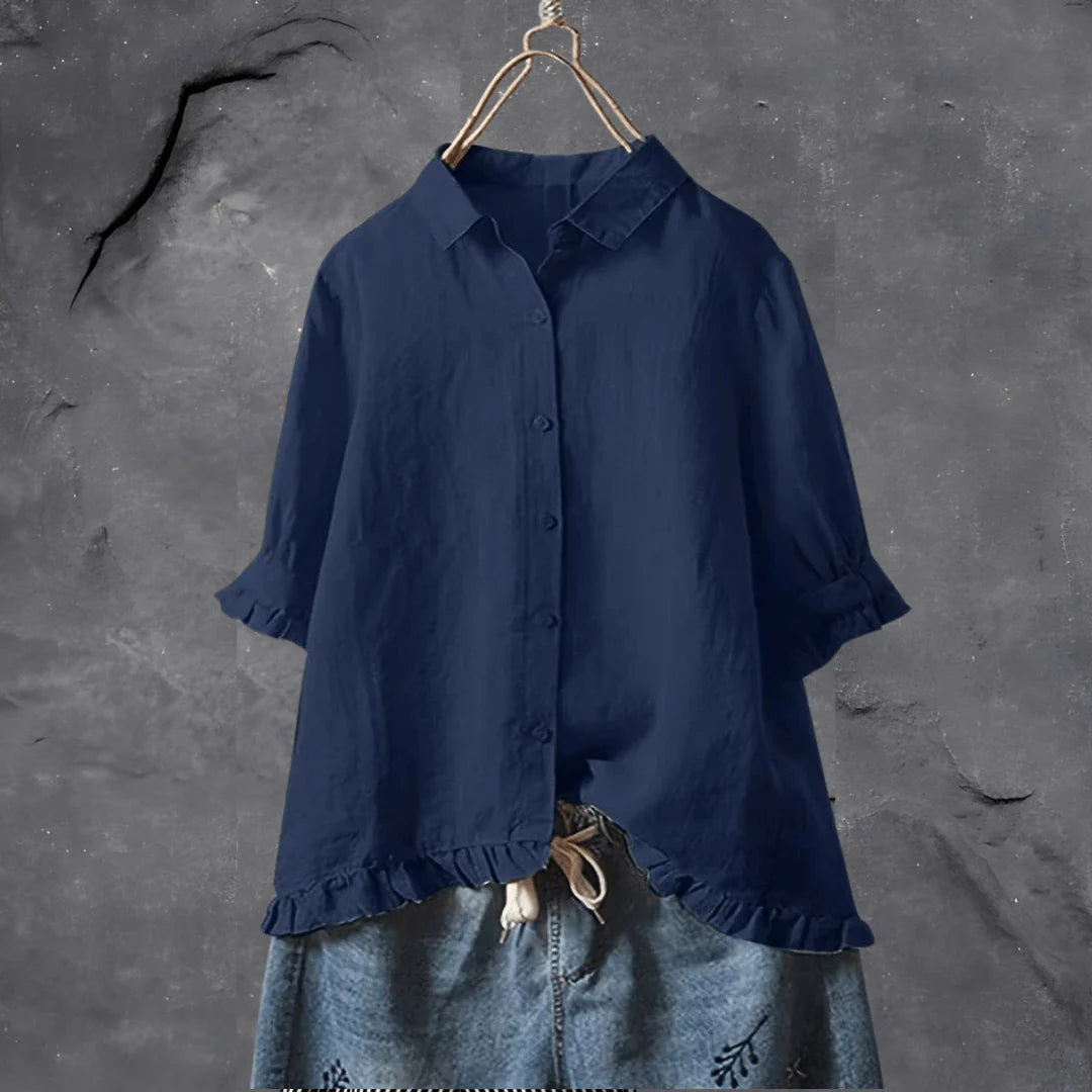 Dinie™ | Elegante Katoenen Blouse Met Korte Mouwen