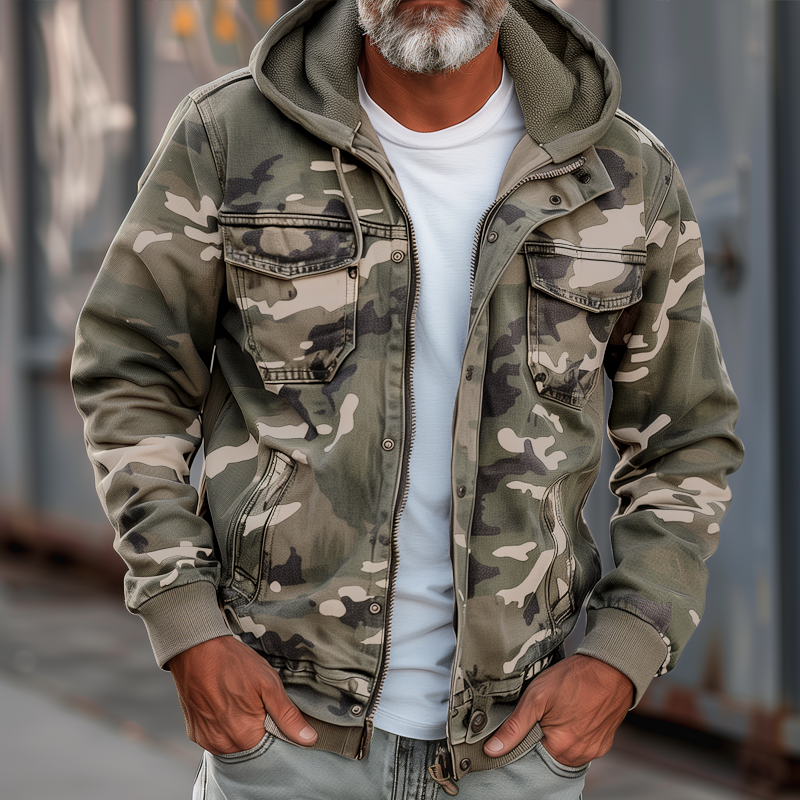 Fabian™ - Camouflage cargojack voor heren - Met capuchon en meerdere zakken