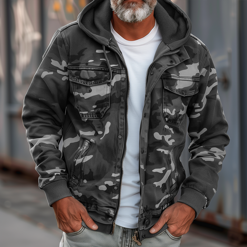Fabian™ - Camouflage cargojack voor heren - Met capuchon en meerdere zakken