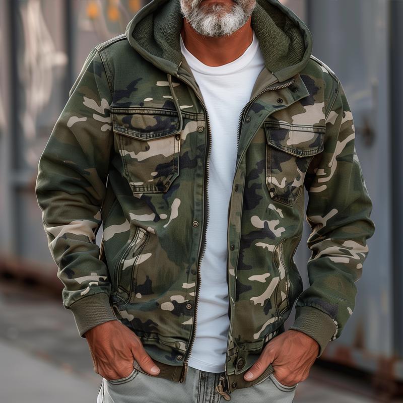 Fabian™ - Camouflage cargojack voor heren - Met capuchon en meerdere zakken